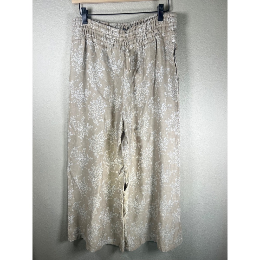 NWT Anthropologie The Somerset Jacquard Pull On Wide Leg Linen Blend Pants Small - Picture 4 of 15